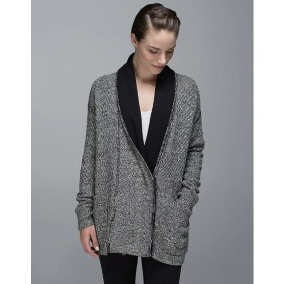 Lululemon Post Practice Cardigan Ghost Black 6 - Picture 1 of 9